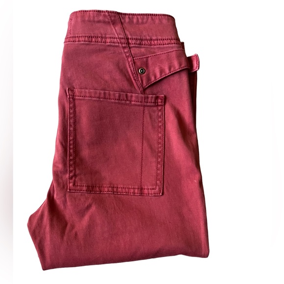 HEI HEI Pants 25 Anthropologie rust skinny cargo pockets red orange stretch - Picture 13 of 13